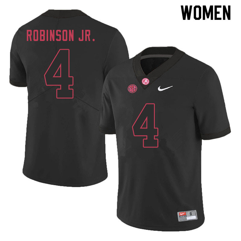 Women #4 Brian Robinson Jr. Alabama Crimson Tide College Football Jerseys Sale-Black